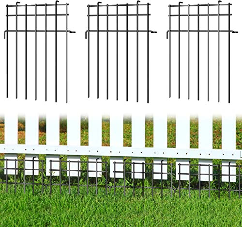 OUSHENG Lot de 25 panneaux de clôture sans creuser pour chiens, panneaux en métal antirouille pour creuser les chiens, clôture de jardin, piquets pour la cour, 43,2 cm (H) x 7,6 m (L)
