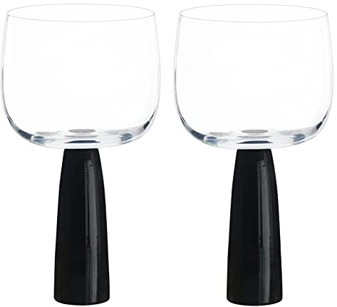 Anton Studio Designs Oslo Vasos de ginebra artesanales para vino, cócteles o agua - 500 ml - Negro - Juego de 2 elegantes copas de cóctel