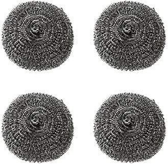 Paquete de 4 estropajos de acero inoxidable, esponja de alambre de metal, almohadilla de limpieza de cocina, herramienta de lavado para platos, ollas y hornos