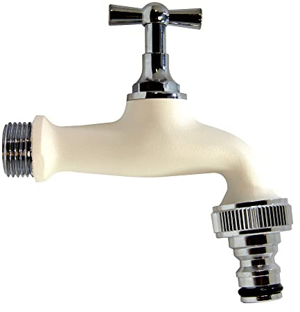 S&M COLORTAPS 590227 Robinet de jardin réglable ½ Blanc avec sortie de tuyau automatique