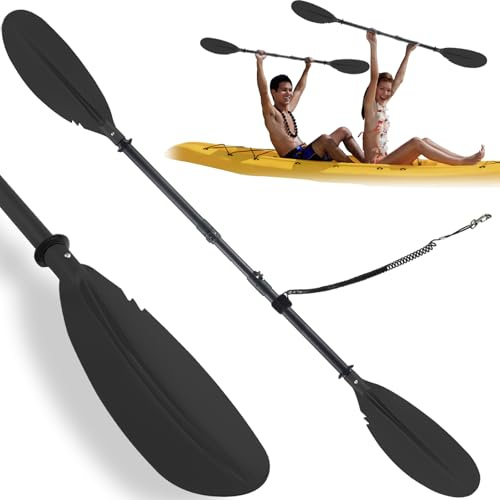 Frebuta Kajak-Paddel für Erwachsene, 178,8 bis 241,3 cm, Paddelboard-Paddel, teleskopisch, mattiert, Rohrschaft, Kajakfahren, Bootfahren, Kanu, mit 1 gratis Paddelleine, Doppelruder, Schwimmpaddel