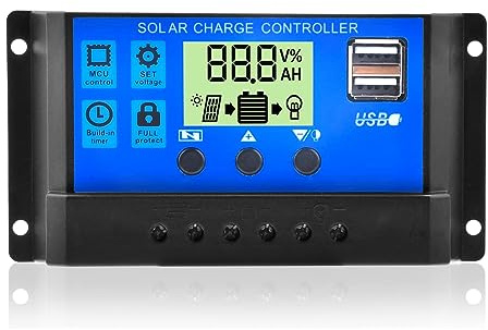 Diymore Solar Ladegerät Controller 30A（Aufgerüstete Version）,12V/24V Solar Laderegler Solarpanel Batterie Intelligente Solarregler mit Dual USB Port 5V LCD Anzeige