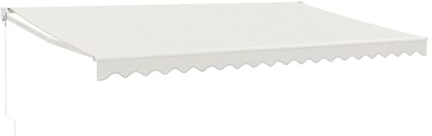 vidaXL Markise, Sonnenmarkise Einziehbar, Gelenkarmmarkise mit Kurbel, Terrassenmarkise Balkonmarkise Sonnenschutz, Creme 5x3m Stoff Aluminium