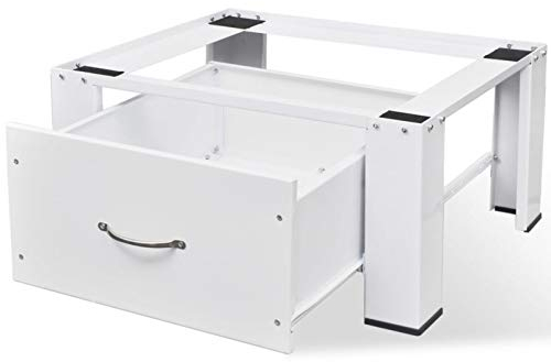 TANZEM Waschmaschinensockel mit Schublade, Waschmaschinen Untergestell, Untergestell Für Kühlschrank, Sockel Für Waschmaschine, Waschmaschinen Gestell, Weiß