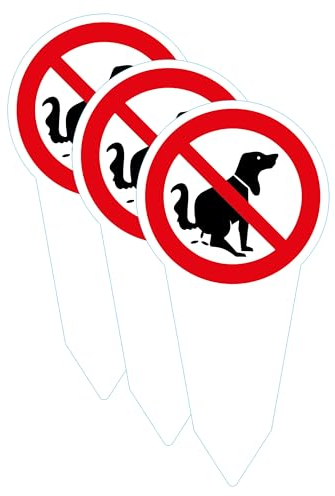SL group - 3 Steckschilder Kein Hundeklo 30 x 15 cm aus Alu-Dibond (Aluminium) - Hinweisschild keine Hundetoilette - Pickeln & Kacken für Hunde verboten - Hunde-Verbots-Schilder wetterfest UV-Schutz