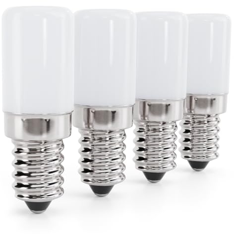 greate 4x Lampadina per Frigorifero LED E14 2W - Lampadine LED per Macchina da Cucire, Cappa, Lampada di Sale, Cristallo di Sale - Lampadina E14 LED Mini con 135 Lumen, 6000K & 25.000h di Durata