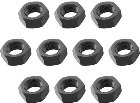 FOCMKEAS 10PCS M10-1.5 Black Hex Nuts, Carbon Steel Metric Coarse Thread Hexagon Nut, ISO 4032, Class 8.8 Screw Bolt Fasteners, Black-Oxide Hardware Lock Nut