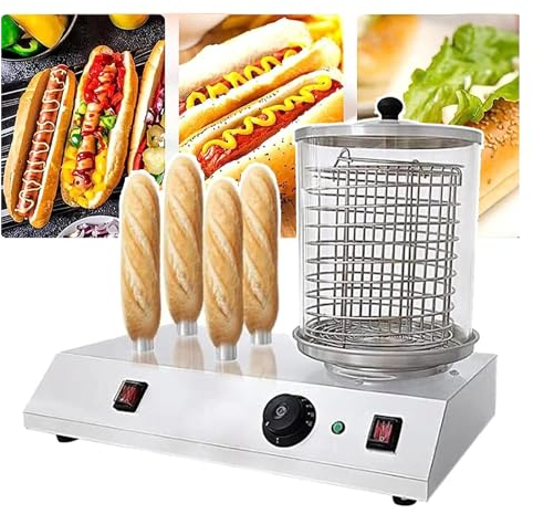 YOtat Macchina per Arrotolare Gli Hot Dog, con Copertura in Vetro Rimovibile E Asta in Alluminio Riscaldante, Fornello Elettrico per Salsicce, per Involtini di Uova, Feste