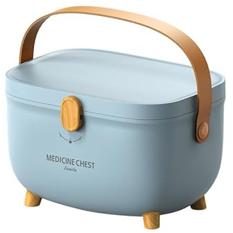 Severnier Medizinbox, Arzneimittel box, medicine box, Hausapotheke mit 2 compartments, medizin aufbewahrung, medikamenten organizer für arzneimittel für zu Hause, im Freien (Blau)