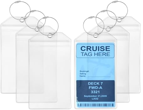 Gepäckanhänger Kofferanhänger,moinkerin 6 Stück 19X11CM Transparente Kofferanhänger mit 6 Verschraubbaren Metallgürtel Kofferanhänger mit Adressschild Wasserdicht für Koffer, Rucksäcke