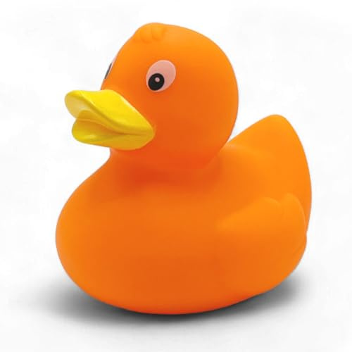 Quietscheente Renate Regenbogen Orange Kiss, eine original Badeente von SUPERLOTTI®, der Qualitätsmarke für Kinder! Nur echt in der Apfelbox!