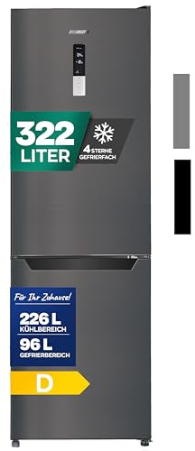 Heinrich´s XXL Kühlschrank mit Gefrierfach mit 322L - 186cm x 60cm - Kühlschrank mit Gefrierfach freistehend - Kühlgefrierkombination NO-FROST - Türanschlag wechselbar - leise 35dB