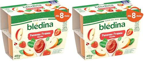 Blédina - Coupelles Pommes Fraises Menthe (Lot de 2)