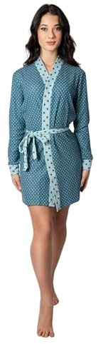 Leo Corsetteria Vestaglia per donna pile calda giovane invernale modello kimono con cintura in vita, collo sciallato Tinta unita