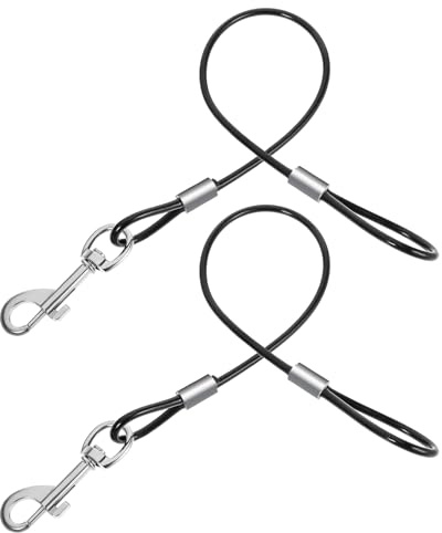 2 Stück Hausleine für Hunde, 40 cm Bissfeste Hundeleine Verlängerungsseil Schwarz Leine Hundekette Kausichere Hundeleinen für Welpen Kleine Mittelgroße Große Hunde (15 inch/40 cm)