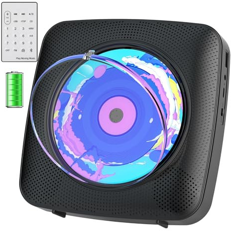Lecteur CD Portable Bluetooth: Kegaudio Lecteurs CD Enfant avec Haut-Parleur Radio Lecteur de CD Mural avec Télécommande Prise USB AUX 3,5 mm Noir