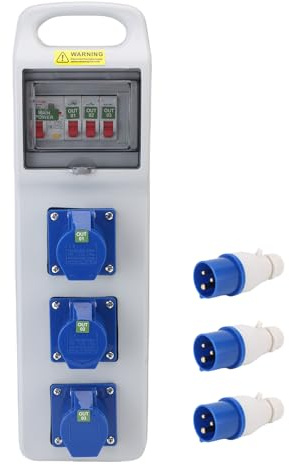 Eujgoov Configuration Power Distribution Boxes Portable Industrial Socket Outdoor Construction Site Mobile Distribution Boxes 490 x 140 x 90mm