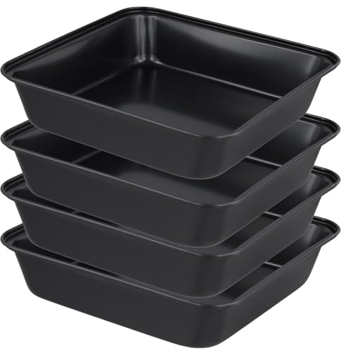 HEIYUET 4 stycken fyrkantiga bakformar, 22 x 22 x 5 cm fyrkantig bakform kakform set av kolstål, ugnsformar med non-stick beläggning, Brownie bakform fyrkantig för lasagne, kakor