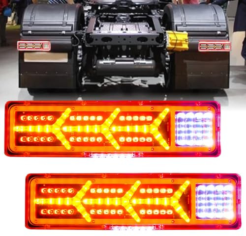 RATSTONE LED Rückleuchten Anhänger,2X Anhänger Beleuchtung,12/24 V Gleichstrom-Rückleuchten,Fünf Funktionen,Wasserdicht,Geeignet für Lieferwagen,LKWs,PKWs,Wohnmobile usw.(28x10cm)