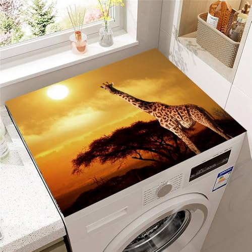 Highdi Imprimé Animal 3D Housse de Protection pour Machine à Laver Top,Coussin de Machine à Laver Antidérapant Housse de Machine à Laver pour Machine à Laver Ou Sèche-Linge (Coucher de Soleil,60x60cm)