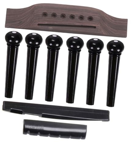 Gitarren Stegbolzen 9 Stück für Akustikgitarre Ersatzteil | Sattel und Mutter, Holz und Kunststoff, Kaffee Farbton, Glatt Poliert, ohne Grate
