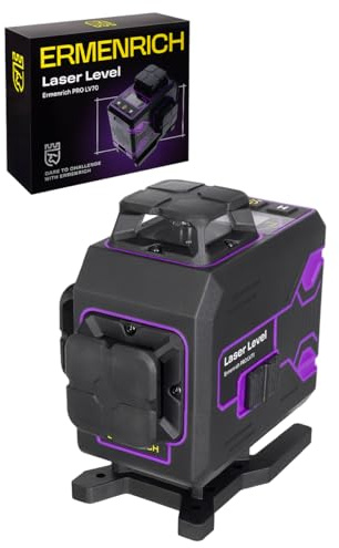 Ermenrich PRO LV70 Nivel Láser Autonivelante Modo Impulso 30 m 4D 16 Líneas — 360° — IP54 Control Remoto Microlift Base Trípode Soporte 2 Baterías Li Ion Tipo C Incluido
