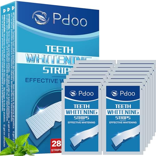 Tiras Blanqueadoras Dientes 28 Tiras for 14 Treatments for Blanqueador Dental - Seguras para el Esmalte Dental y Sin Sensibilidad - Whitening Strips Anti-Deslizantes - Efecto Rápido en 7 Días