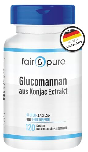 Fair & Pure Glucomannan aus Konjac Extrakt 3000mg Tagesdosis, 120 Kapseln, schluckfreundlich, Nahrungsergänzungsmittel vegan ohne Magnesiumstearat, in Deutschland hergestellt