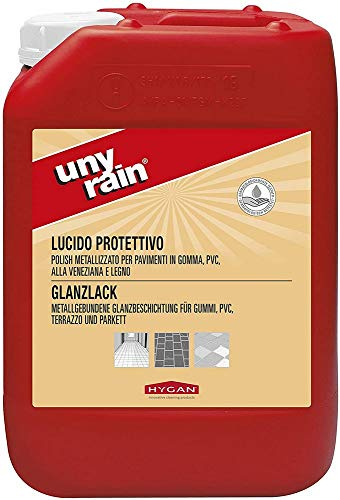 Hygan Unyrain Vernis brillant Extralux in 1L – Bouteille de 5 l et 10 l – Bidon – Revêtement métallique brillant pour une couche de protection en verre haute brillance sur sols, contenu : 5 l