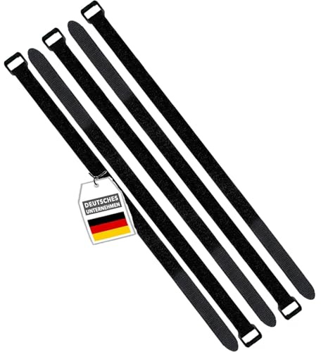 FrogJim 5x Klett Kabelbinder 120 cm - schwarz mit Schnalle - wiederverschließbares Klettband 120cm mit Öse - für Durchmesser 19-30,5cm | KKS12005