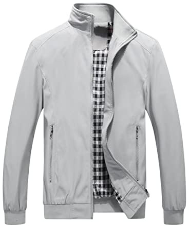 YOUTHUP Blouson Homme Léger Zippé Veste Décontractée Sport Jacket | Bomber, Coupe-Vent, Manches Longues, Col Montant, Fermeture Éclair, Casual, Mi‑saison, Été Automne Printemps
