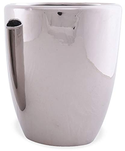 matches21 Blumentopf Pflanztopf Keramik Silber Glanz rund glänzend Übertopf Pflanzgefäß Keramiktopf 1 STK - Ø 19x23 cm