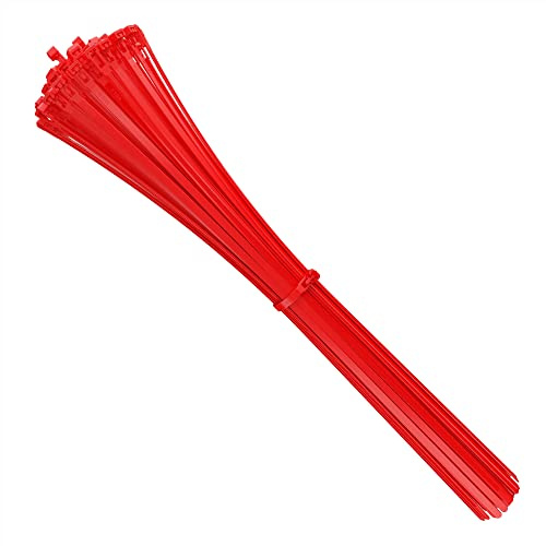intervisio Kabelbinder Wiederverschließbar, 540mm x 7,6mm, rot, Extra Lang, 100 Stück, Wiederlösbar, Wiederverwendbar
