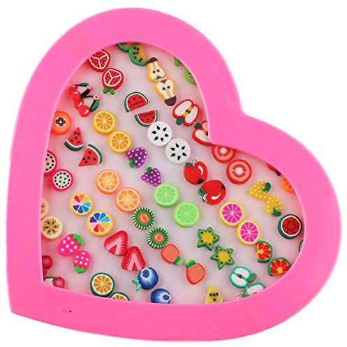 POFET PAB12255 Lot de 36 paires de boucles d'oreilles à tige avec boîte cadeau en forme de cœur Hypoallergénique pour filles et femmes