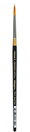 KINGART Premium Original Gold 9430-6 Round Floral Petal Series Artist Brush, Golden Taklon Synthetic Hair, Short Handle, for Acrylic, Watercolor, Oil and Gouache Painting, Size 6
