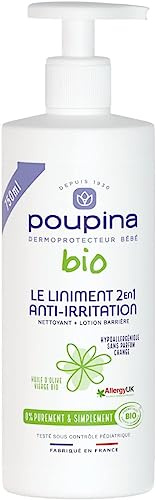 POUPINA - Le Liniment bébé 2en1 anti-irritation certifié bio - Recette Oléo-Calcaire - Nettoyant + Lotion barrière - 100% d'ingrédients d'Origine Naturelle - Vegan - Fabriqué en France - 750 mL