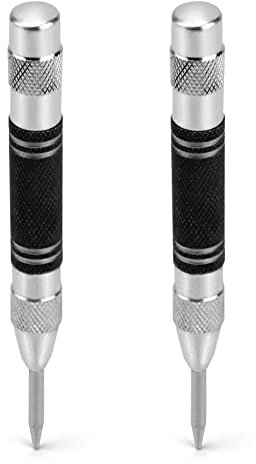 QWORK® 2 Pack Automatic Center Punch, 5 Spring Loaded Center Punch, Hole Marker Tool