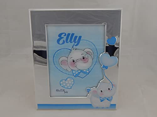Digiglio Bomboniere Portafotos Plata Elefantino Celestial Elly Baby Madera y Plata