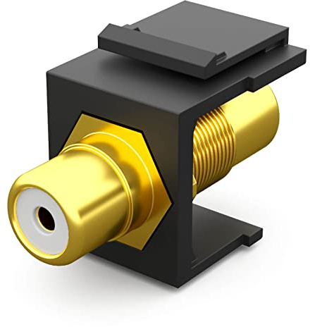 HB-DIGITAL Keystone Modul mit RCA Verbinder (Markierung WEISS) | Multimedia-Keystone für Patchpanel Netzwerkdose Keystone-Halterung Adapter Kupplung Plug-&-Play schwarz