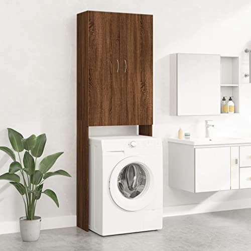 INLIFE Waschmaschinenschrank Braun Eiche 64x25,5x190 cm,28kg,813193