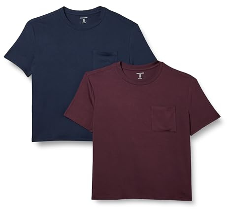 Amazon Essentials Women's Jersey Relaxed-Fit Short-Sleeve Crewneck Pocket T-Shirt, Pack of 2