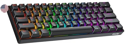 Geeky GK61 SE 60% | Mechanische Gaming-Tastatur | 61 Tasten Multi Color RGB LED Hintergrundbeleuchtung für PC/Mac Gamer| ANSI US Amerikanisches Layout (Schwarz, Mechanical Red)