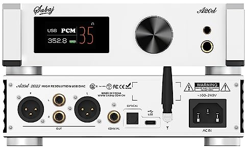 SABAJ A20d Version 2023,Puce AK4499EX décodeur Audio amplificateur de Casque,Bluetooth MQA Haute résolution DAC,Bluetooth 5.0 entrée APTX/USB/I²S/Optique/Coaxial,Support natif DSD512 et 32-bit/768KHz
