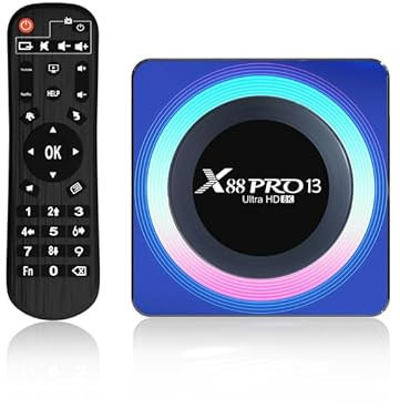 CHROX Android 13.0 TV Box, X88 PRO 13Smart TV Box RK3258 Quad-Core 64-Bit ARM Cortex-A53 Support 8K 2.4/5.0Ghz WIFI BT4.0 100/1000M HDMI 2.0 H.265 Set Top Box,4GB+64GB