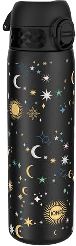 ION8 Leicht Stahl-Trinkflasche, 600 ml, Nicht IsoliertAuslaufsicher, Einhandöffnung, Sichere Verriegelung, Spülmaschinenfest, Klappdeckel, Tragegriff, Leicht zu Reinigen, Himmlisch