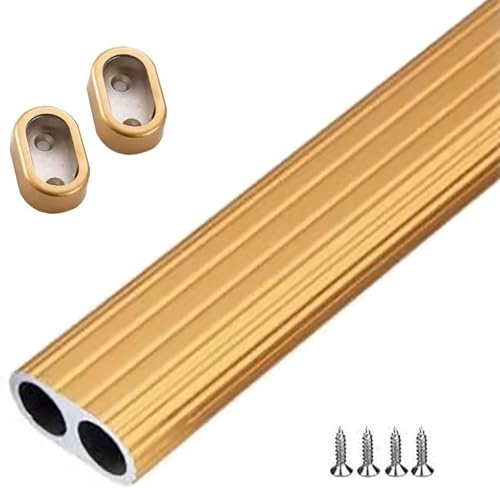 Ovaler Kleiderschrank-Kleiderschrank mit Rohrstange zum Aufhängen von Kleidung, platzsparende Schrankstange mit Endstützen in Gold, Kleiderstangenstange für Kleiderschrank (Größe: Länge 33 Zoll/83,8 c