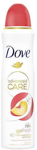 Dove Deodorante Spray Advanced Care Go Fresh Pesca, con Formula Idratante e Delicata sulla Pelle, Senza Alcol, Pelle Asciutta Fino a 72 Ore, Deodorante Uomo e Donna, 150ml