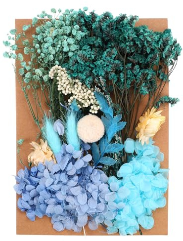 PATIKIL Flores Secas Naturales, Varias Flores Prensadas Reales y Coloridas para Manualidades, Velas, Jabones y Scrapbooking, Azul