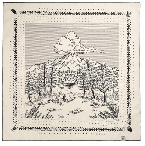 WHTE MOSS Bandana 100% Baumwolle Designer Kopftuch extra feine Baumwolle - für Damen & Herren, Camping Beige, 56 x 56 cm