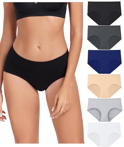wirarpa Underkläder för kvinnor, bomull, hipster, trosor, damtrosor, 6-pack (vanlig & plusstorlek), 3XL